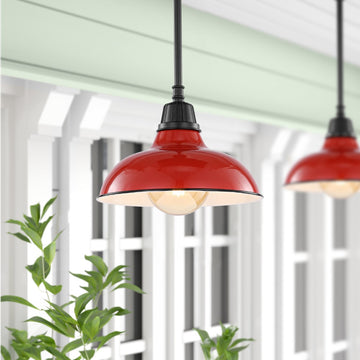 Jasper 12.25" Farmhouse Industrial Indoor/Outdoor Iron LED Pendant